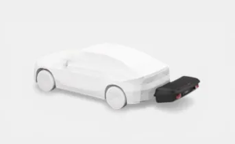 Thule Heckbox am Fahrzeug montiert mieten bei Dachboxit