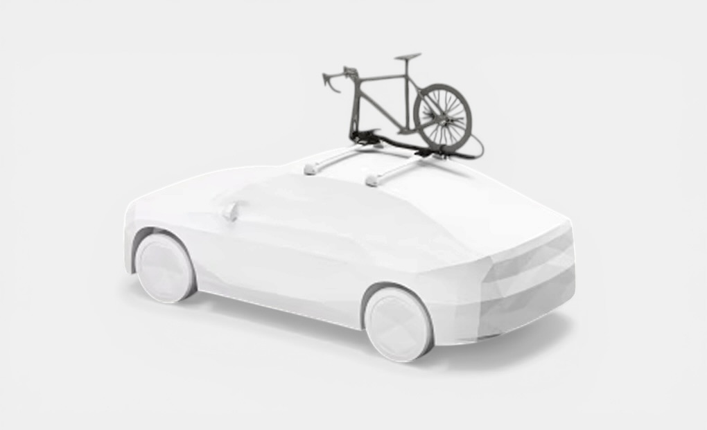 Thule Dachfahrradträger mieten, Fahrrad auf Autodach bei Dachboxit